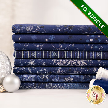  Stof Christmas 2026  Fat Quarter Bundle Dark Blue/Silver Stof Fabrics - RESERVE, Image