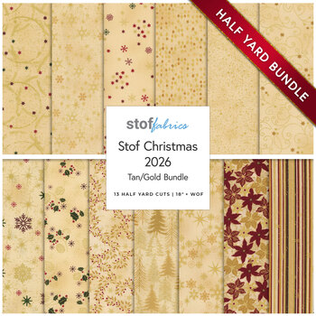  Stof Christmas 2026  Half Yard Bundle Tan/Gold by Stof Fabrics - RESERVE, Image