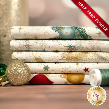  Stof Christmas 2026  Half Yard Bundle Cream Green/Gold by Stof Fabrics - RESERVE, Image