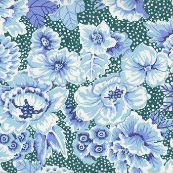 Kaffe Fassett - From The Archives PWGP002.BLUE Floral with Dots - Blue by Kaffe Fassett for FreeSpirit Fabrics, Image