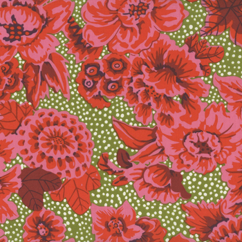 Kaffe Fassett - From The Archives PWGP002.RED Floral with Dots - Red by Kaffe Fassett for FreeSpirit Fabrics, Image