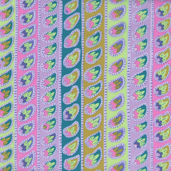 Kaffe Fassett - From The Archives PWGP032.LAVENDER Paisley Stripe - Lavender by Kaffe Fassett for FreeSpirit Fabrics, Image
