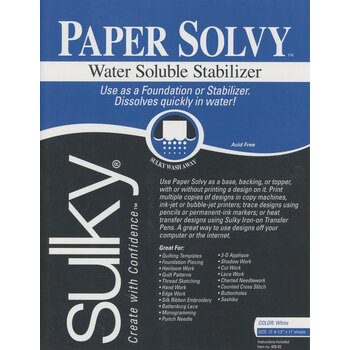 Sulky Paper Solvy Water Soluble Stabilizer 8.5" x 11" - 12 ct, Image