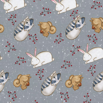 Snow Folks 2707-77 Gray/Blue by Barb Tourtillotte for Henry Glass Fabrics