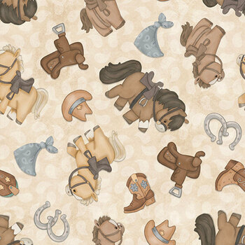 Tiny Trots 2750-43 Beige by Shelly Comiskey for Henry Glass Fabrics, Image