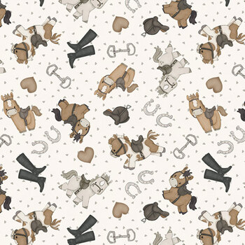 Tiny Trots 2749-49 Cream by Shelly Comiskey for Henry Glass Fabrics, Image