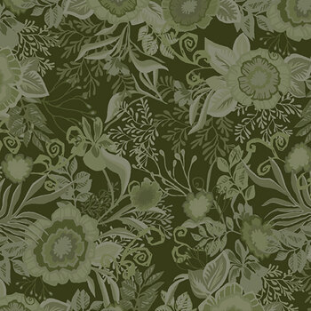 Bloom Boutique 108" Wide 2551-66 Green by Color Principle for Henry Glass Fabrics, Image