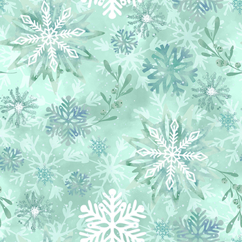 Ice Stellar 108" - 108" Wide 9191-66 Mint by Vero Woods for Studio E Fabrics, Image