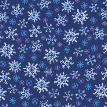 Snowflake Wishes 15191-56 Navy by Nicole DeCamp for Benartex