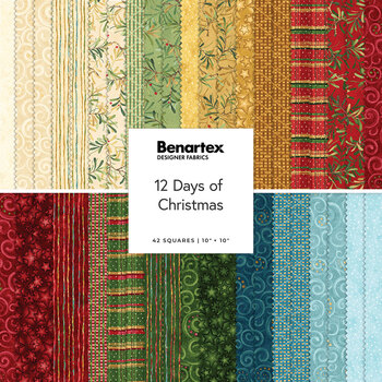 12 Days of Christmas  10x10 Squares by Nancy Halvorsen for Benartex, Image