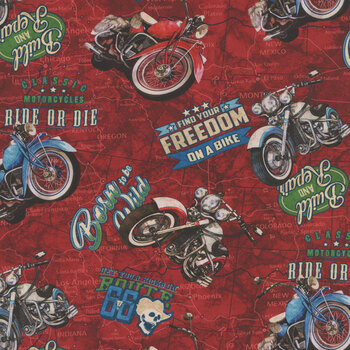Historic Route 66 DP29243-24 Red by Deborah Edwards and Melanie Samra for Northcott Fabrics