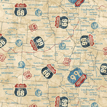 Historic Route 66 DP29245-11 Cream by Deborah Edwards and Melanie Samra for Northcott Fabrics, Image