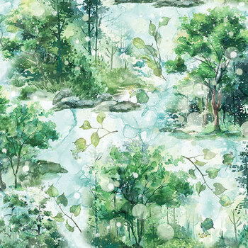 Serenity Springs DP29068-76 Lt Green Multi by Deborah Edwards and Melanie Samra for Northcott Fabrics, Image