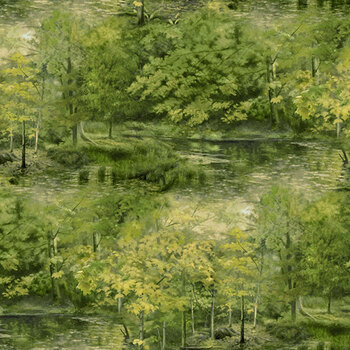 Northwoods - Naturescapes DP29170-76 Lt Green by Rosemary Millette for Northcott Fabrics, Image