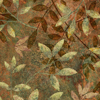 Organics - Stonehenge DP29307-38 Dk Rust Multi by Linda Ludovico for Northcott Fabrics, Image