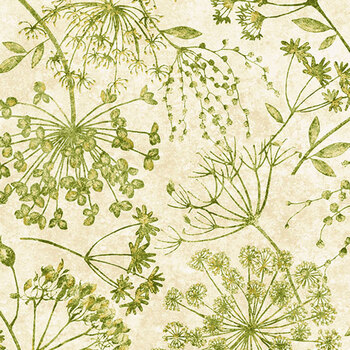 Organics - Stonehenge 29309-72 Cream/Green by Linda Ludovico for Northcott Fabrics, Image