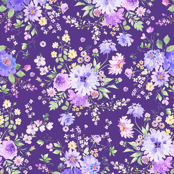 Chataeu En Fleur Y4975-28 Dk Purple by Heatherlee Chan for Clothworks, Image