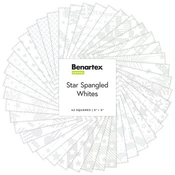 Star Spangled Whites  5x5 Squares by Kanvas Studio for Benartex, Image