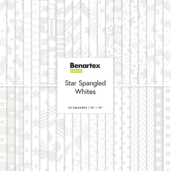 Star Spangled Whites  10x10 Squares by Kanvas Studio for Benartex, Image