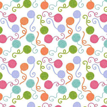 Are You Kitten Me? AT-CD4387 WHITE by Alice & Tilly for Timeless Treasures Fabrics, Image