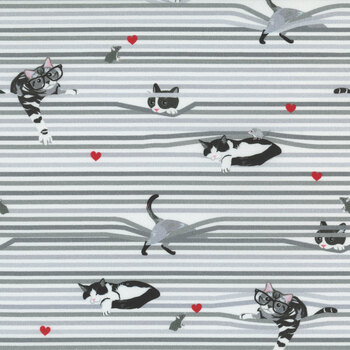 Are You Kitten Me? CAT-CD3020 WHITE by Alice & Tilly for Timeless Treasures Fabrics