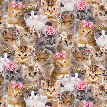 Are You Kitten Me? CAT-CD3579 NATURAL by Timeless Treasures Fabrics, Image