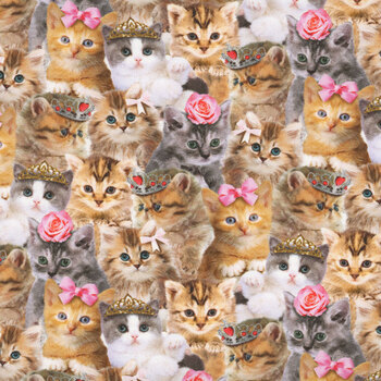 Are You Kitten Me? CAT-CD3579 NATURAL by Timeless Treasures Fabrics