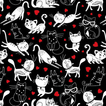Are You Kitten Me? CAT-CD3833 BLACK by Timeless Treasures Fabrics, Image