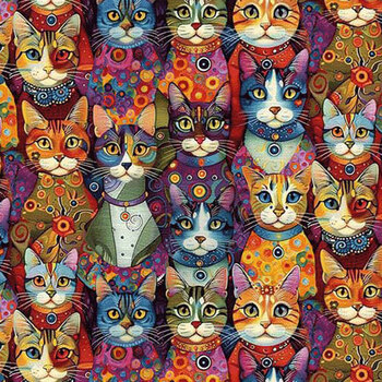Purrfect Patchwork CAT-CD4251 Bright by Timeless Treasures Fabrics, Image
