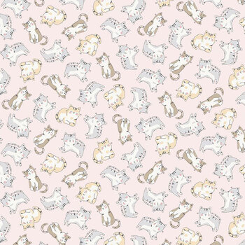 Purrfection Flannel CAT-CF4343 PINK by Timeless Treasures Fabrics, Image