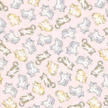 Purrfection Flannel CAT-CF4343 PINK by Timeless Treasures Fabrics