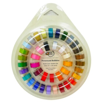 Quilter's Select - Prewound Class 15 Bobbins 40ct With Bobbin Ring in Multi Colors, Image