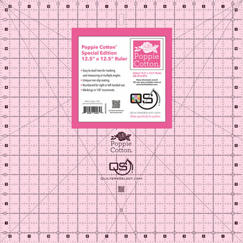 Quilter's Select - Pink Poppie Cotton Non-Slip Ruler 12-1/2in x 12-1/2in, Image