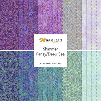Shimmer  10" Squares - Pansy/Deep Sea by Deborah Edwards for Northcott Fabrics, Image