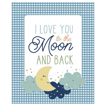 Love You To The Moon Flannel FP18277-BLUE Panel by Echo Park Paper Co. for Riley Blake Designs
