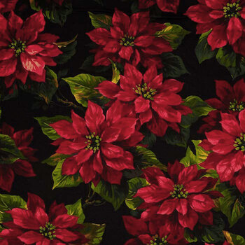 Scarlet Poinsettia 3059-BLAC By Michael Miller Fabrics - Original Printing, Image