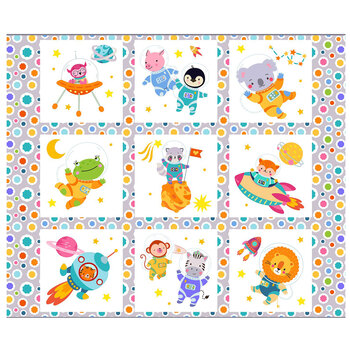 Space Buddies 2SBS-1 Multi Panel by Jason Yenter for In The Beginning Fabrics, Image
