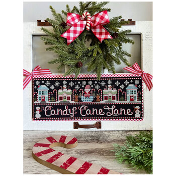 Santa's Candy Cane Lane Cross Stitch Pattern, Image