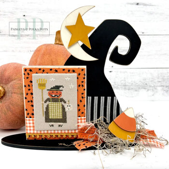 Primitive Witch Hat Cross Stitch Display Backer - Unfinished Wood, Image