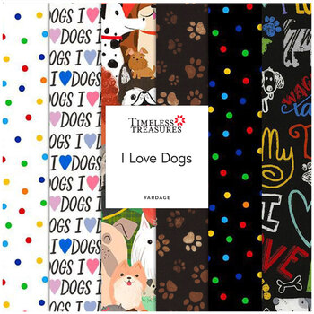 I Love Dogs  Yardage by Timeless Treasures Fabrics, Image
