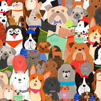 I Love Dogs AT-CD4361 MULTI by Timeless Treasures Fabrics, Image