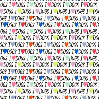 I Love Dogs AT-CD4362 WHITE by Timeless Treasures Fabrics, Image