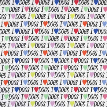 I Love Dogs AT-CD4362 WHITE by Timeless Treasures Fabrics