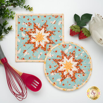  Folded Star Hot Pad Kit - Farmhouse Fancy - Round OR Square - Teal