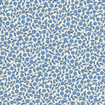 Aunt Grace Goes Scrappy 108" Wide R361044D-BLUE Viney Floral by Judie Rothermel for Marcus Fabrics, Image
