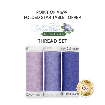  Point of View Folded Star Table Topper Kit - Hydrangeas In The Garden - Periwinkle Thread Set, Image