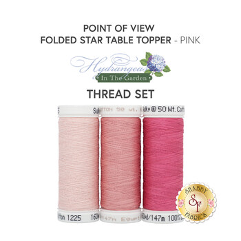  Point of View Folded Star Table Topper Kit - Hydrangeas In The Garden - Pink Thread Set, Image