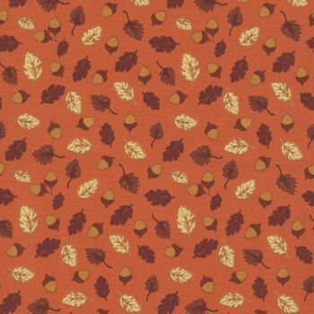 Cozy Autumn C17874-RUSTY Acorns & Oak Leaves by Beverly McCullough for Riley Blake Designs
