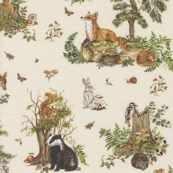 Fable & Fern Quilting Cuddle 40060-11QC Eggshell Woodland Tales by Watercolour Heart for Moda Fabrics, Image