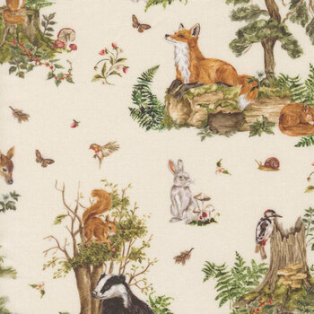 Fable & Fern 40060-11 Eggshell Beneath The Trees by Watercolour Heart for Moda Fabrics, Image